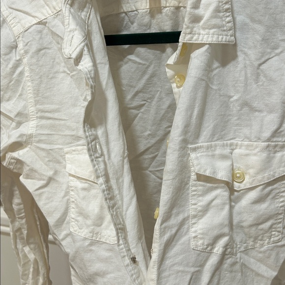 Banana Republic White Cotton Linen Blend Utility Button Down Shirt - Picture 6 of 6
